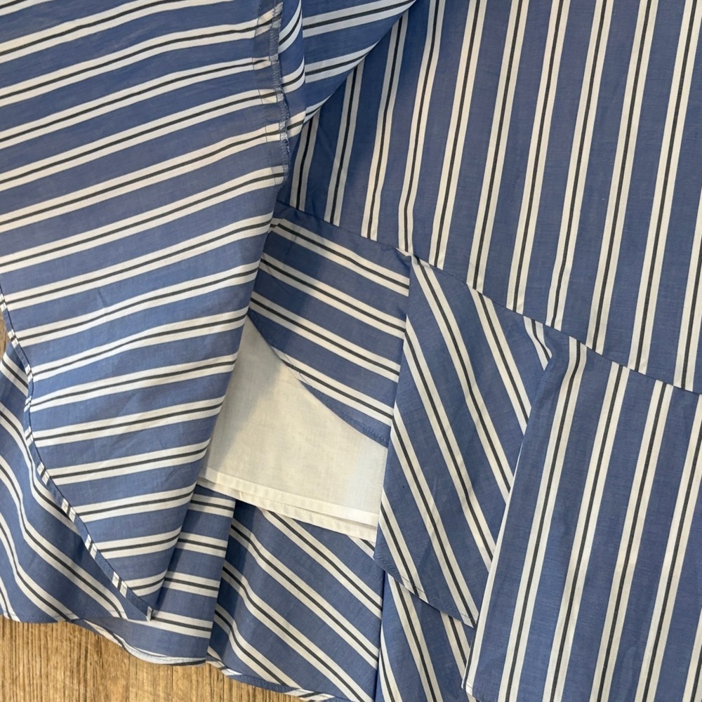Talbots Blue and White Striped Ruffle Wrap Skirt - Picture 5 of 5
